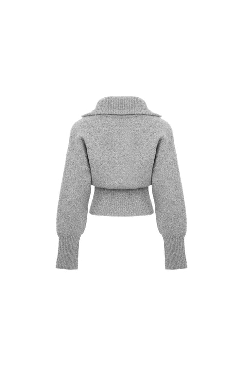 Grey Zippered Waist Sweater - ANN ANDELMAN