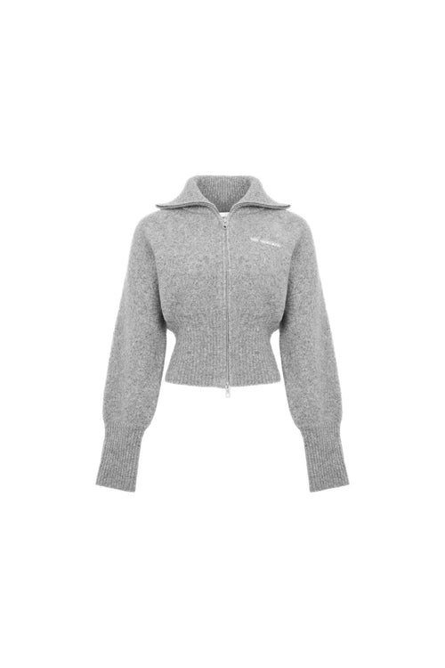 Grey Zippered Waist Sweater - ANN ANDELMAN