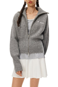 Grey Zippered Waist Sweater - ANN ANDELMAN