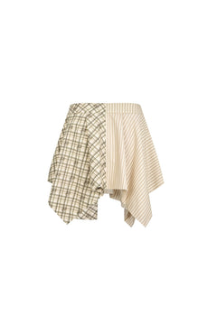 Khaki Asymmetrical Patchwork Skirt - ANN ANDELMAN
