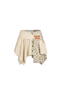 Khaki Asymmetrical Patchwork Skirt - ANN ANDELMAN