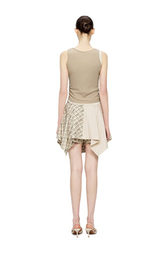 Khaki Asymmetrical Patchwork Skirt - ANN ANDELMAN