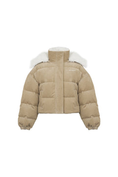 Khaki Corduroy - Lined Down Jacket - ANN ANDELMAN