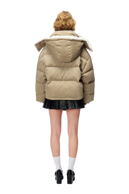 Khaki Corduroy - Lined Down Jacket - ANN ANDELMAN