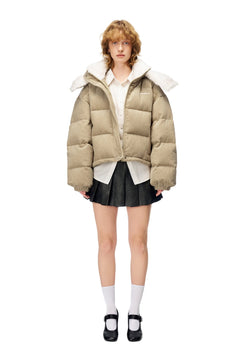 Khaki Corduroy - Lined Down Jacket - ANN ANDELMAN