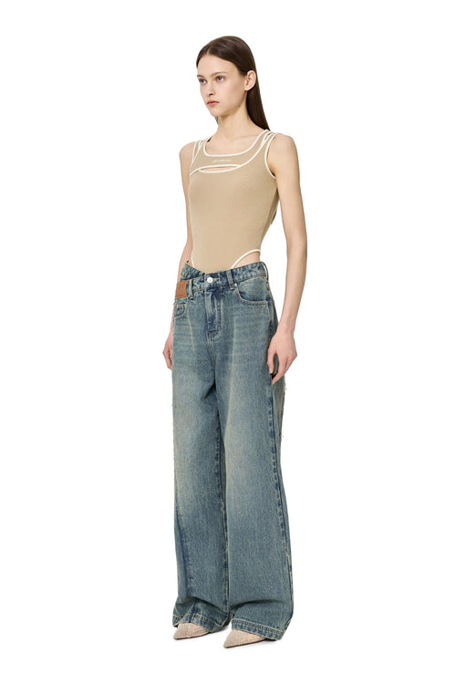 Khaki Deconstructed Bodysuit - ANN ANDELMAN