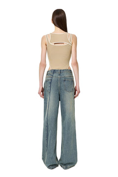Khaki Deconstructed Bodysuit - ANN ANDELMAN