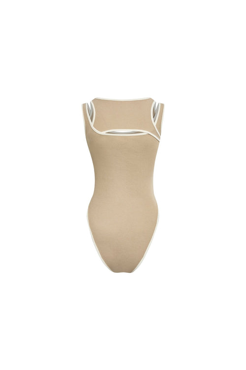 Khaki Deconstructed Bodysuit - ANN ANDELMAN