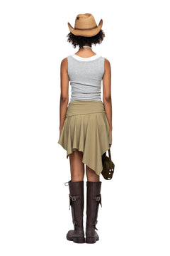 Khaki Draped Waist Skirt - ANN ANDELMAN