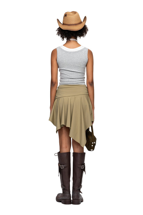 Khaki Draped Waist Skirt - ANN ANDELMAN