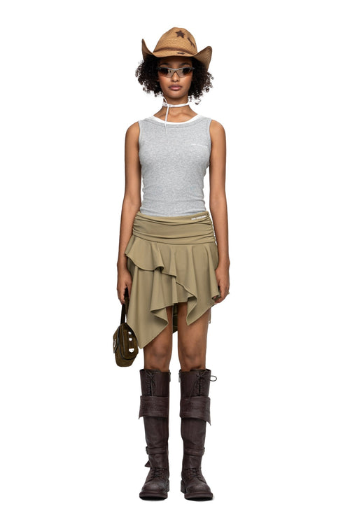 Khaki Draped Waist Skirt - ANN ANDELMAN
