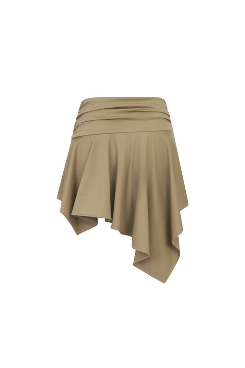 Khaki Draped Waist Skirt - ANN ANDELMAN