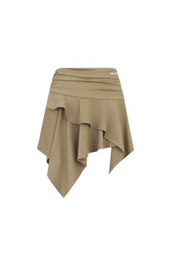Khaki Draped Waist Skirt - ANN ANDELMAN