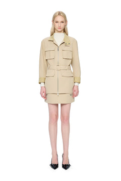 Khaki Drawstring Work Jacket - ANN ANDELMAN
