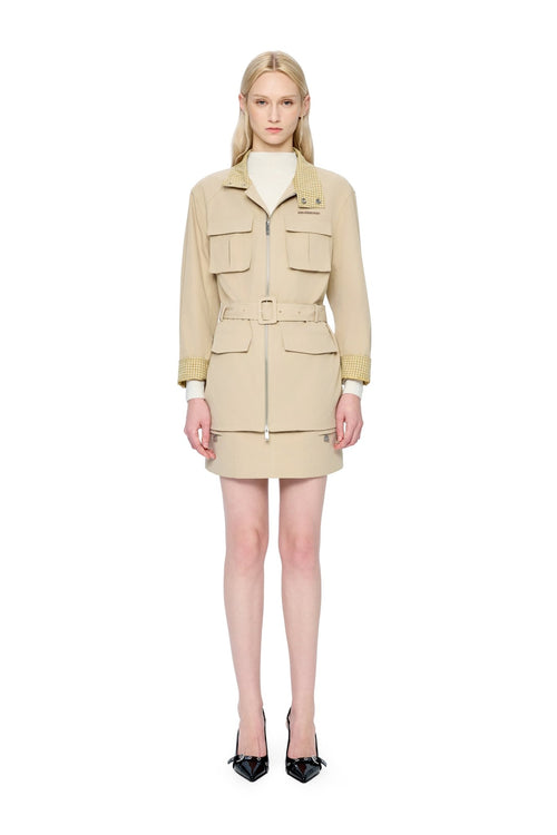 Khaki Drawstring Work Jacket - ANN ANDELMAN