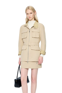 Khaki Drawstring Work Jacket - ANN ANDELMAN