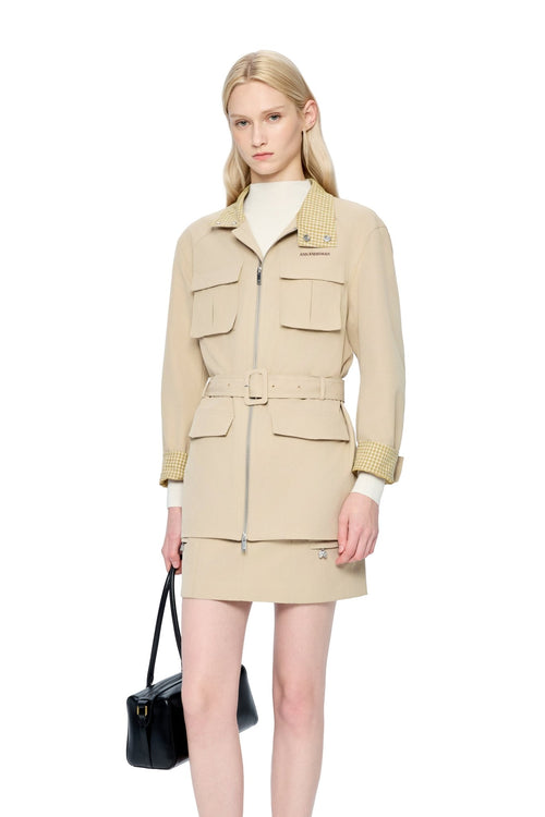 Khaki Drawstring Work Jacket - ANN ANDELMAN