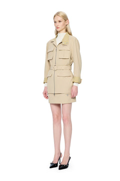 Khaki Drawstring Work Jacket - ANN ANDELMAN