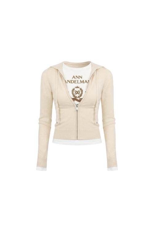Khaki Faux Two-piece Cardigan - ANN ANDELMAN