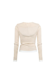 Khaki Faux Two-piece Cardigan - ANN ANDELMAN