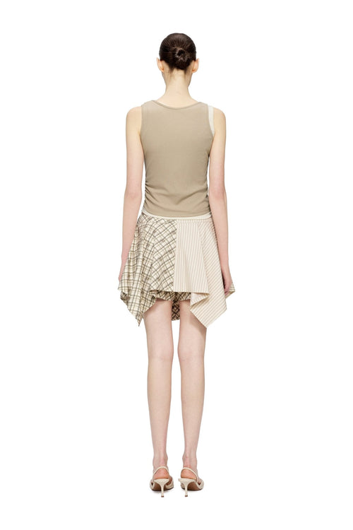 Khaki Faux Two-piece Vest with Metallic Details - ANN ANDELMAN