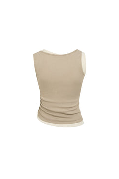 Khaki Faux Two - piece Vest with Metallic Details - ANN ANDELMAN