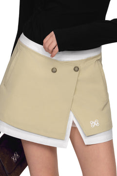 Khaki Flared Mid - waist Skirt - ANN ANDELMAN