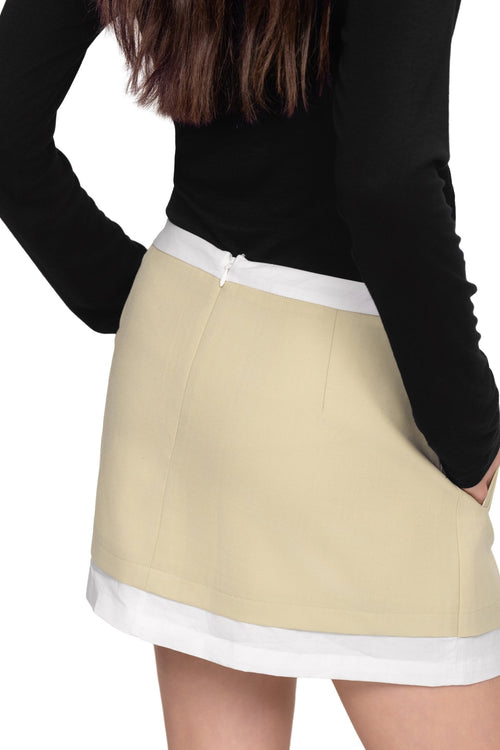 Khaki Flared Mid - waist Skirt - ANN ANDELMAN