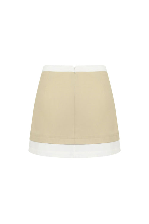 Khaki Flared Mid - waist Skirt - ANN ANDELMAN