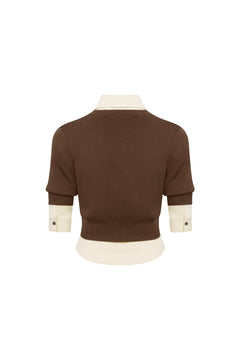 Khaki Knitted Wool Two-piece Set - ANN ANDELMAN