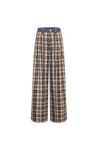 Khaki Patchwork Denim Checkered Trousers - ANN ANDELMAN