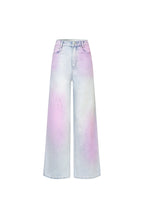 Light Blue And Pink Gradient Rhinestone Straight Wide - leg Jeans - ANN ANDELMAN