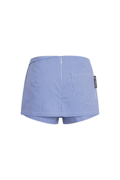 Light Blue Deconstructed Double - Layer Shorts - ANN ANDELMAN