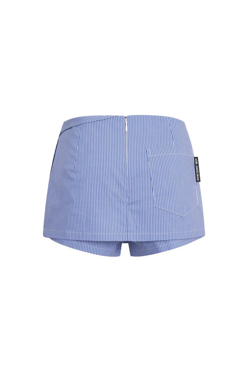 Light Blue Deconstructed Double - Layer Shorts - ANN ANDELMAN