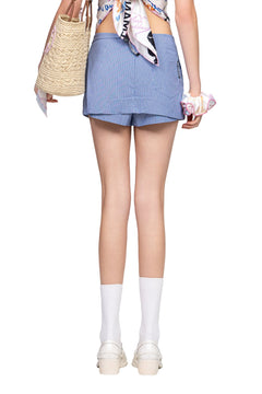 Light Blue Deconstructed Double - Layer Shorts - ANN ANDELMAN