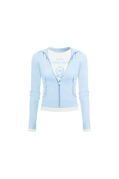Light Blue Faux Two-piece Cardigan - ANN ANDELMAN