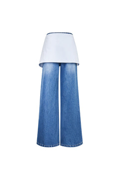 Light Blue Jeans With Shirt Tie Detail - ANN ANDELMAN