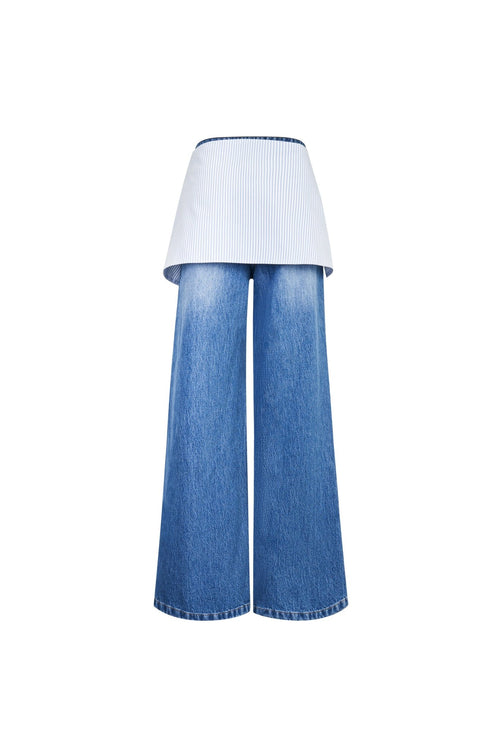 Light Blue Jeans With Shirt Tie Detail - ANN ANDELMAN