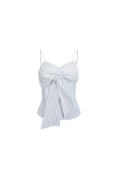 Light Blue Striped Bow Camisole Top - ANN ANDELMAN