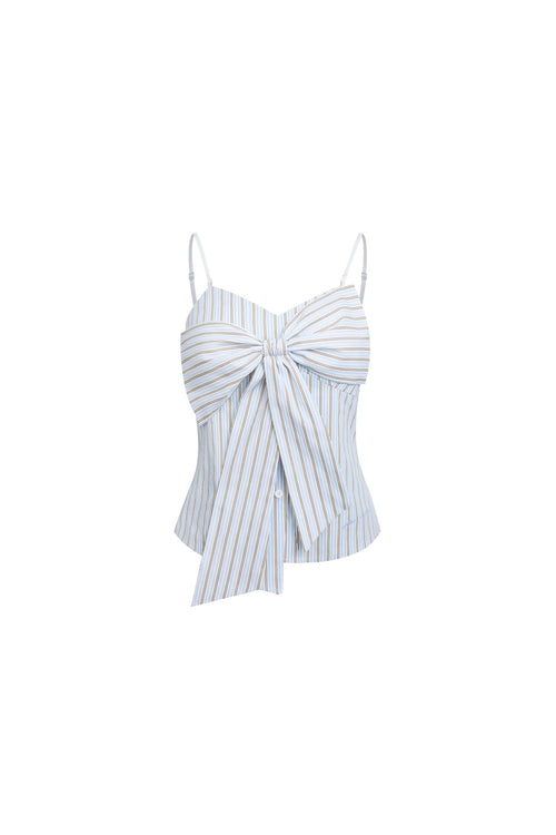 Light Blue Striped Bow Camisole Top - ANN ANDELMAN