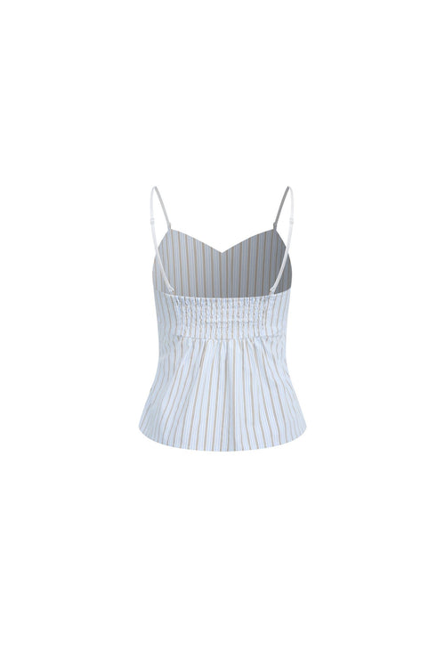 Light Blue Striped Bow Camisole Top - ANN ANDELMAN