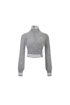 Light Gray Slanted Placket Knitted Cardigan - ANN ANDELMAN