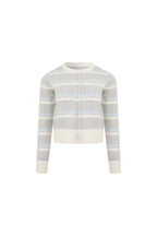 Light Gray Striped Long - sleeved Cardigan - ANN ANDELMAN