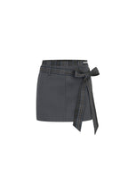 Light Gray Tie - trimmed Suit Skirt - ANN ANDELMAN