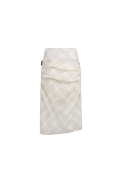 Light Khaki Plaid Thin Pencil Skirt - ANN ANDELMAN