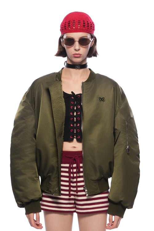 Military Green Bomber Jacket - ANN ANDELMAN