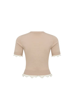 Mocha Faux Two - piece Knit Short - sleeved top - ANN ANDELMAN