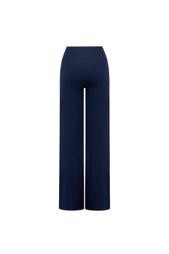 Navy Blue Color - blocked Striped Wool Trousers - ANN ANDELMAN