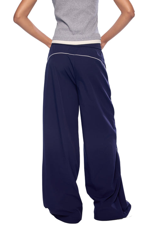 Navy Blue Colorblock Pants - ANN ANDELMAN