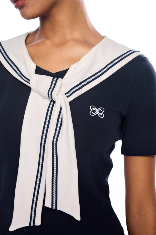 Navy Blue Contrast Slim Fit T-shirt - ANN ANDELMAN